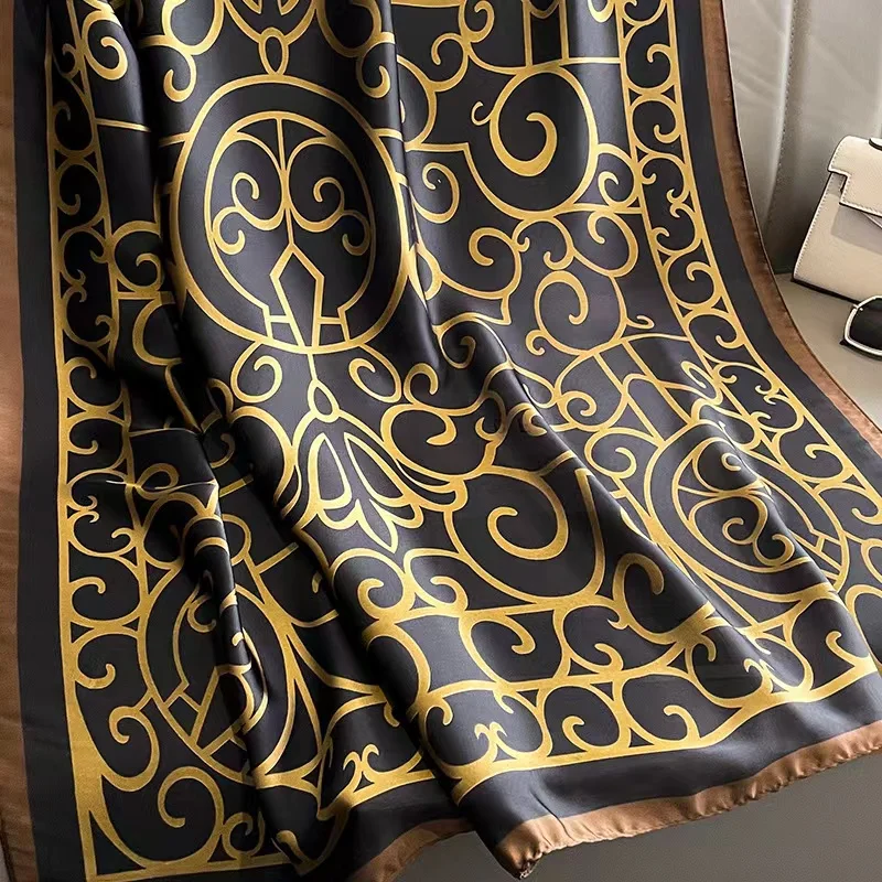 

New Silk Shawls Women Luxury Brand Design Foulard Female Scarf Stoles Hijab Women's Headscarf Bag Scarves Echarpe Wraps