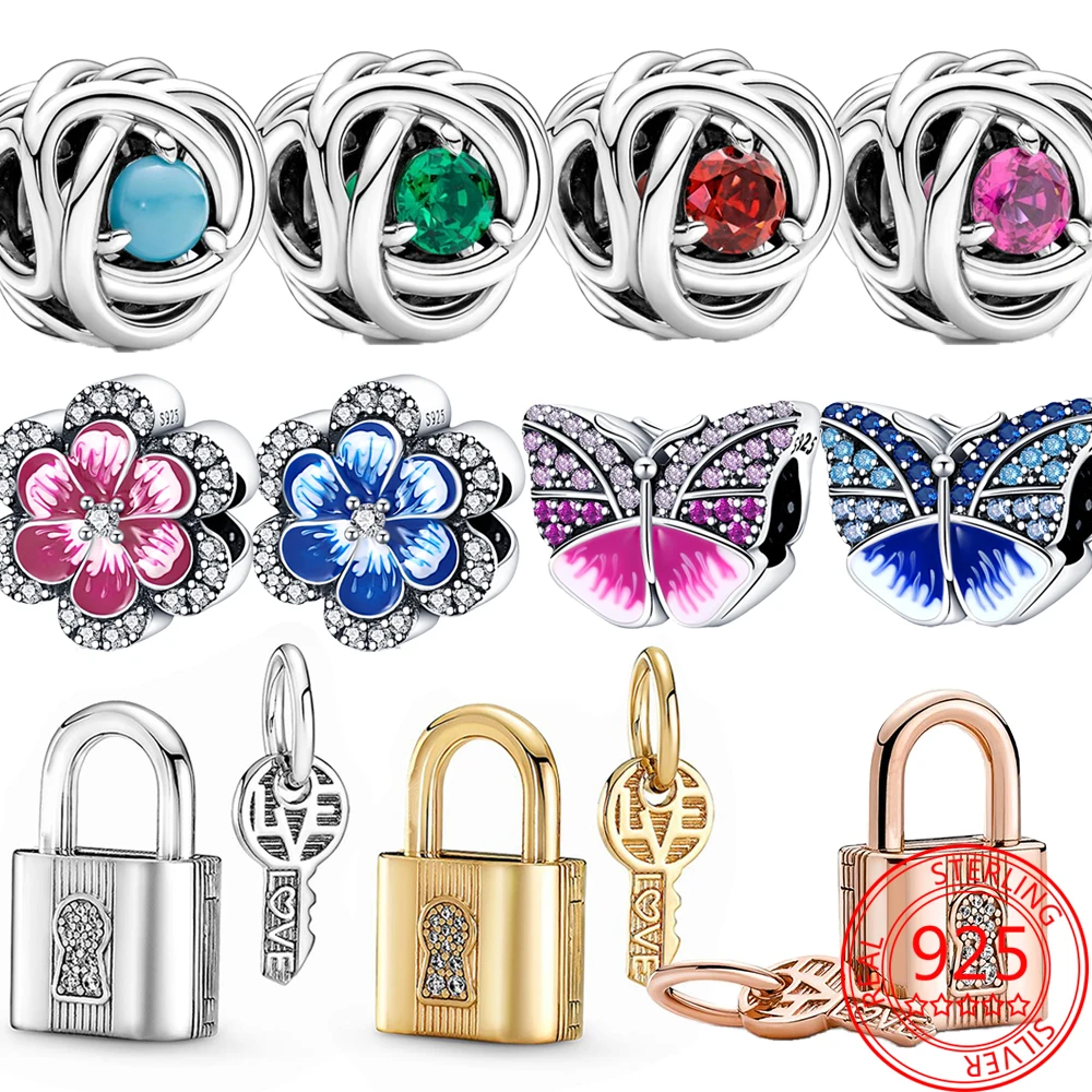 Classic925SterlingSilverPadlockandKeyPendantCharmFitPandora