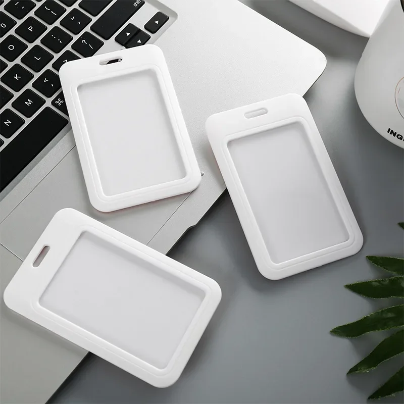 

1PCS Student White Id Bus Credit Card Holder Plastic Card Protector Case To Protect Credit Bank Card Holder Cover