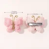 2/4pcs/set New Cute Baby Girls Wool Knitting Headwear Handmade Crochet Butterfly Alloy Hairs Clips Children PU Hairpin Wholesale 4