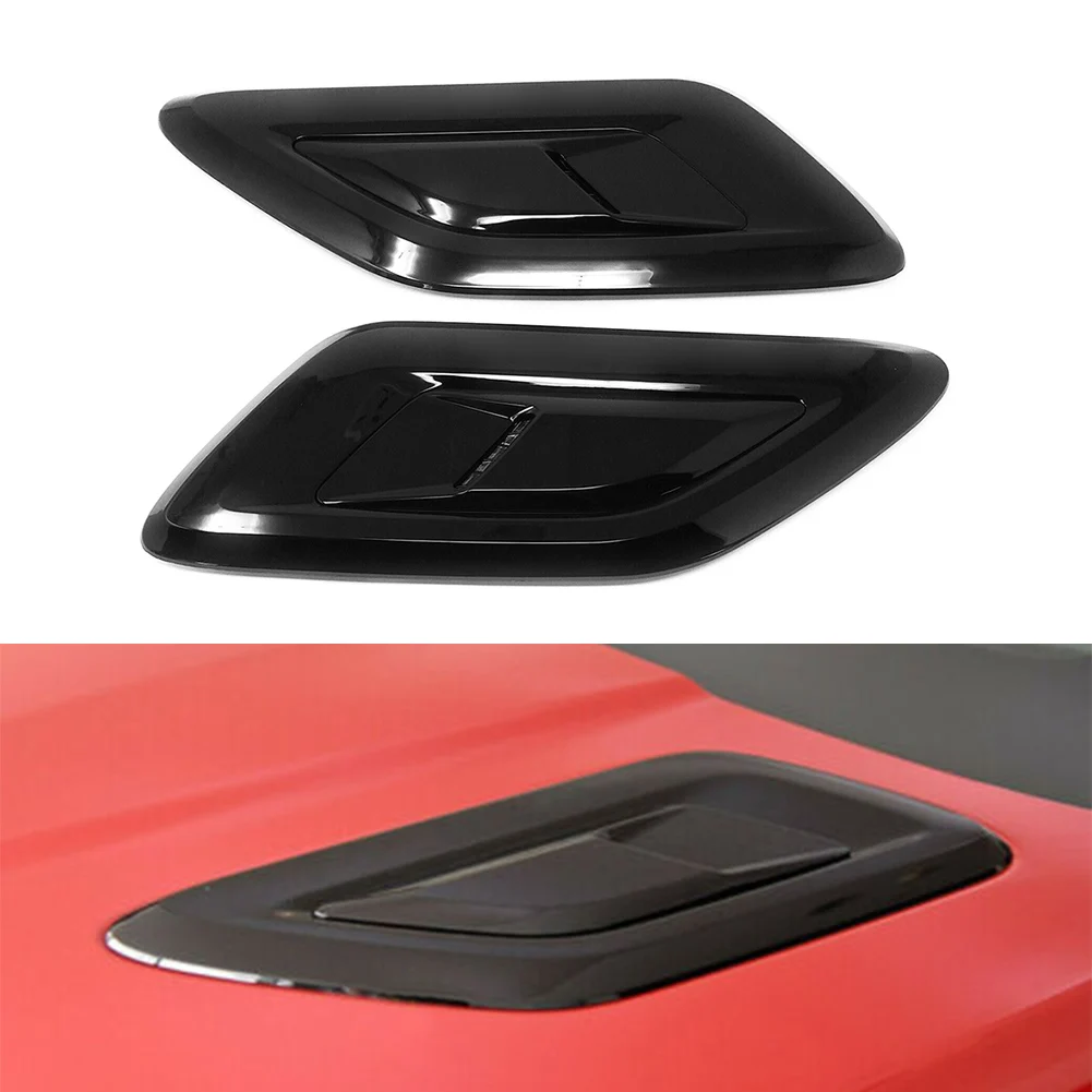

2Pcs Gloss Black ABS Car Front Hood Upper Vents Cover For Land Rover Range Rover Sport L494 2018 2019 2020 2021