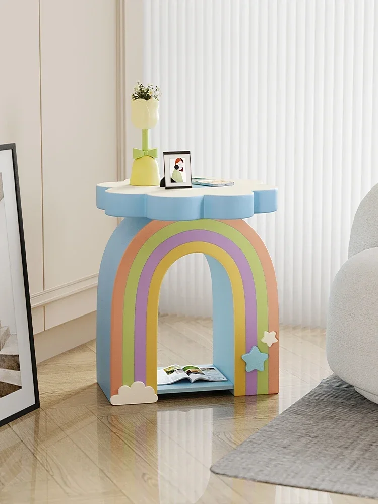 

Nordic Home Decor Cartoon Rainbow Flower Shaped Side Table Small Coffee Table Cute Bedside Table Geometric Living Room Furniture