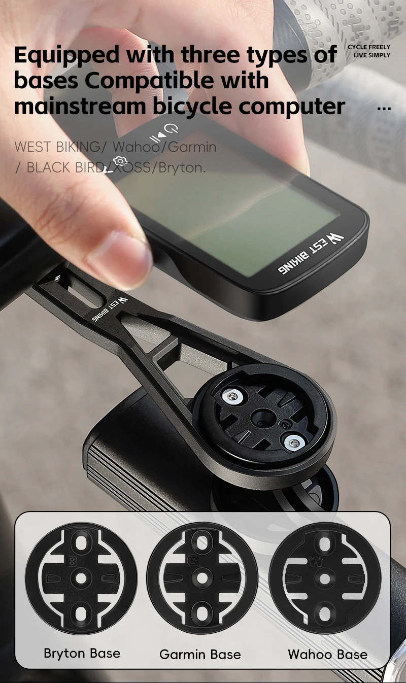 Support Ordinateur Vélo WEST BIKING – Nylon, Compatible Garmin/Wahoo/GoPro, Léger