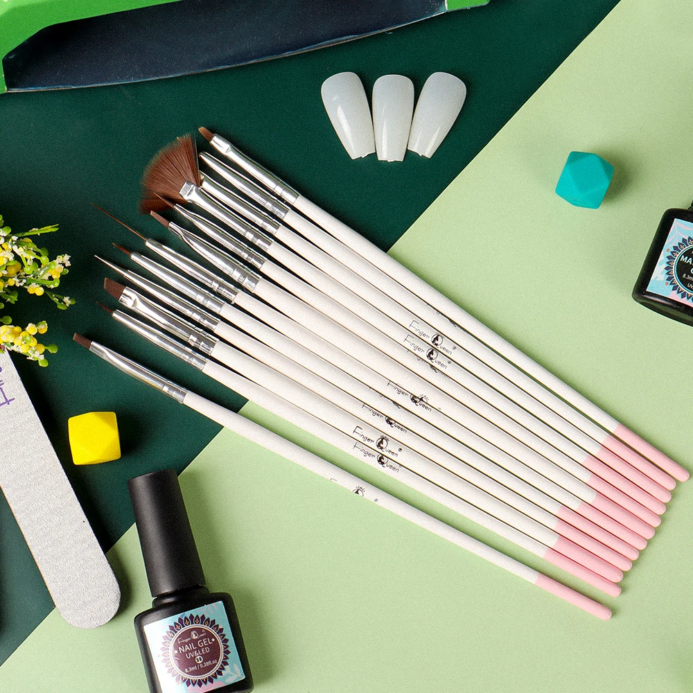12/15pcs A Set Nail Brush Adhesive Diamond Phototherapy Line 3D Painting Brush Classic Style Fashion DIY Nail Art Tool 4