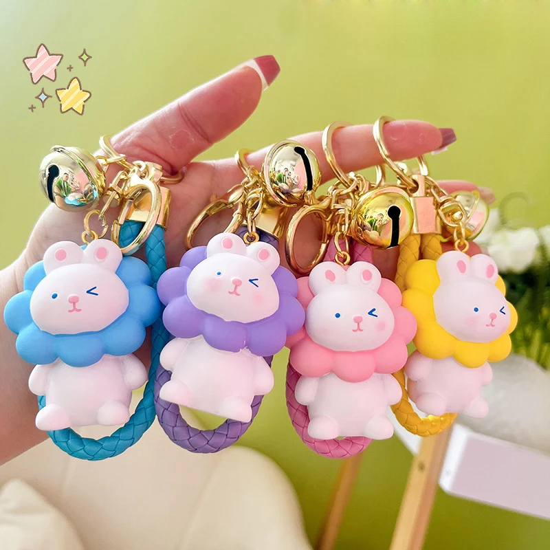 

New Resin Sunflower Rabbit Keychain Decoration Party Gift Birthday Surprise Delicate Cute Car Bag Keychain Matching