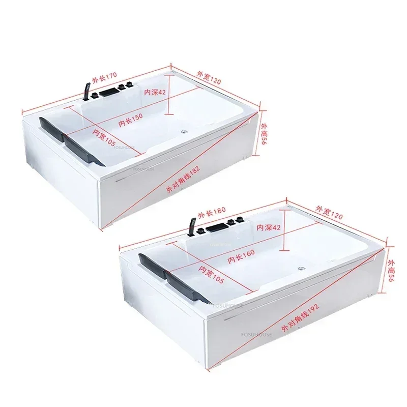 Household Double People Bathtub Portable Bathroom Couple Adult Acrylic Bathtub Shower Integrated Independent Massage Bathtubs 6