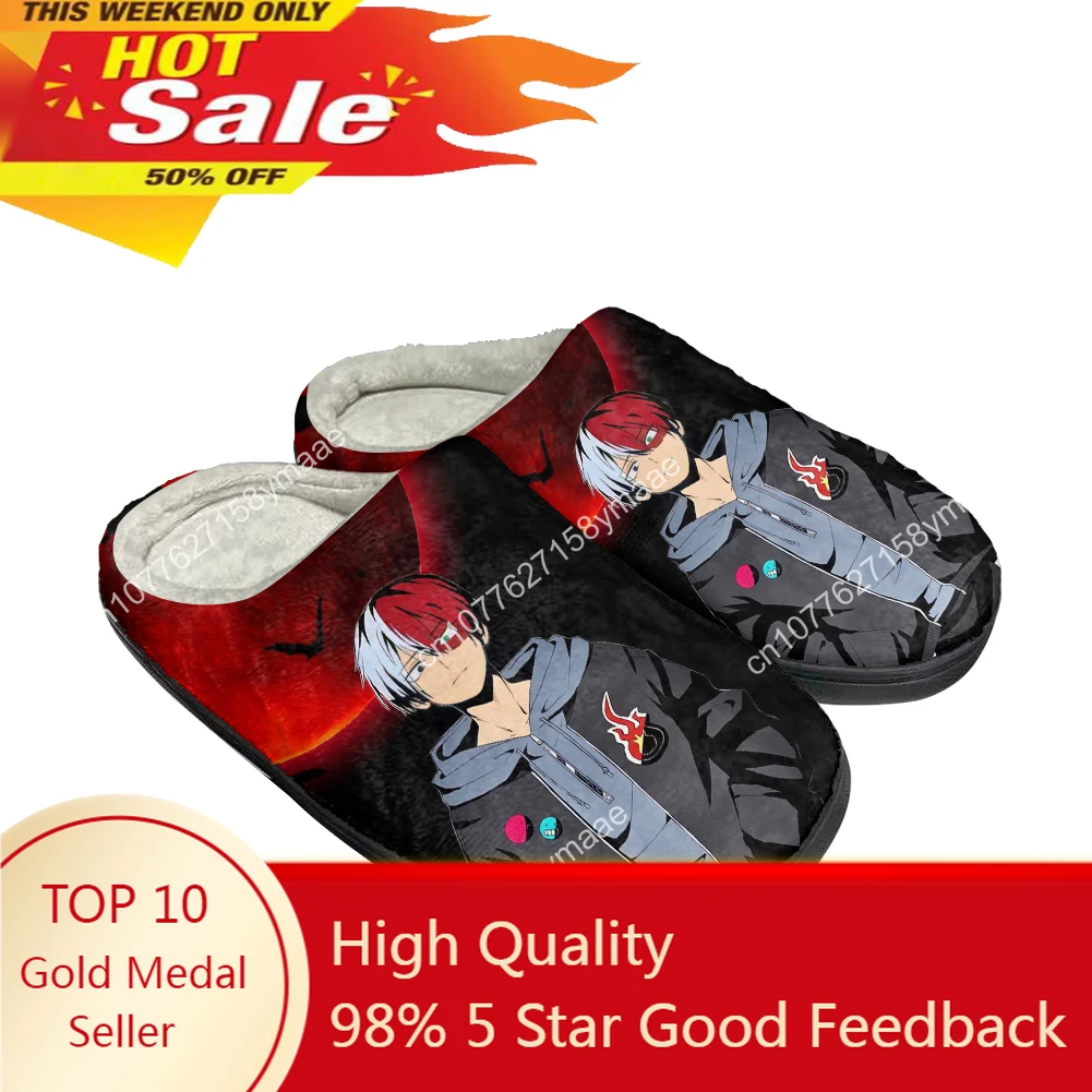 

My Hero Academia Todoroki Shoto Fashion Slippers Mens Womens Sandals Plush Casual Keep Warm Shoes Thermal Comfortable Slipper