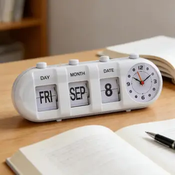 Calendario in stile nordico Orologio automatico con rotazione della pagina Calendario manuale Capsula Design creativo Orologio da parete semplice Orologi da scrivania digitali