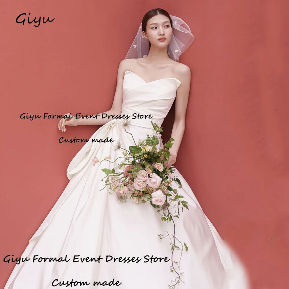 

Giyu Simple A-line Korea Wedding Dress Photo Shoot V-Neck Floor-Length Sleeveless Vestidos Novias Boda Bridal Gown 웨딩드레스