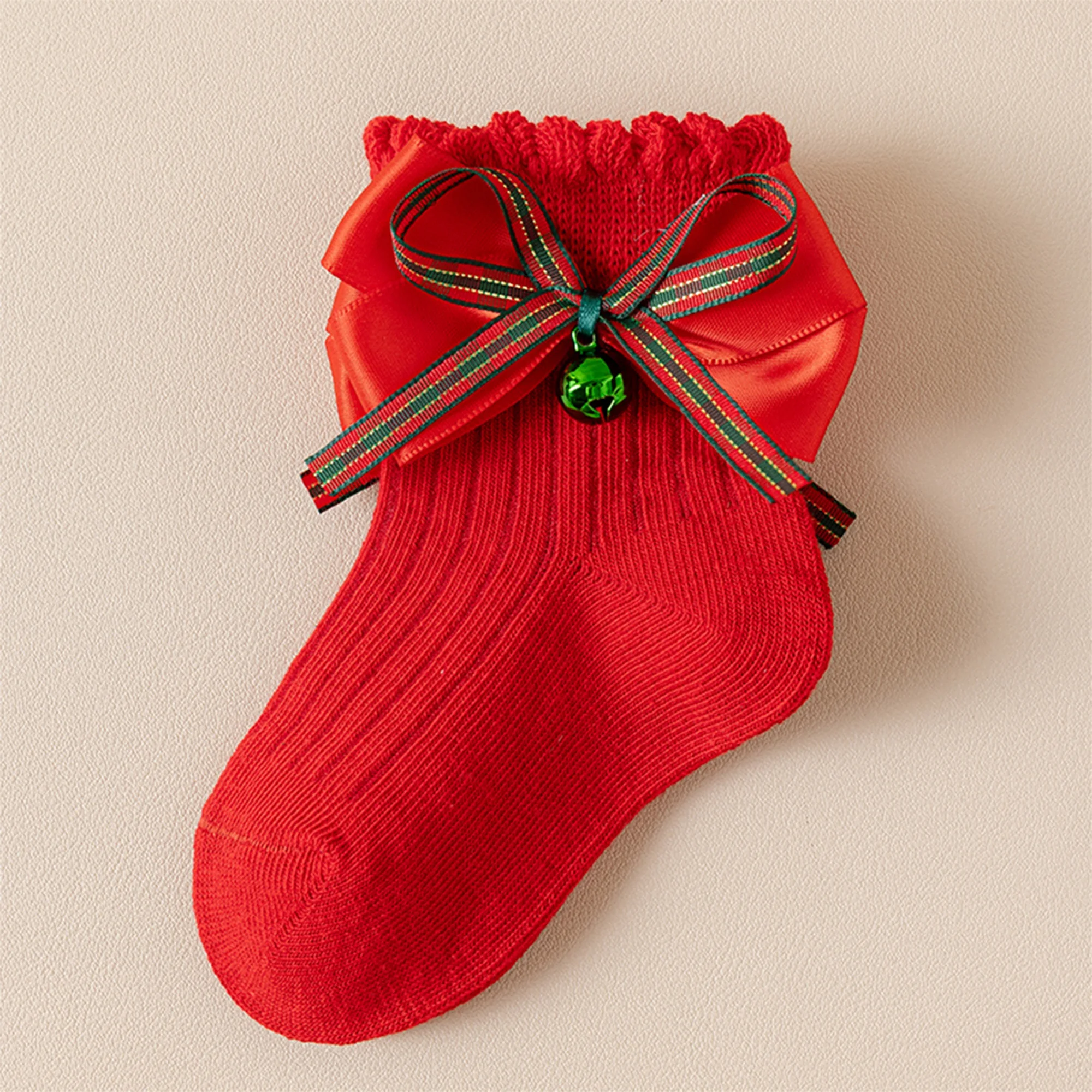 Cute Baby Girl Knee High Socks with Adorable Patterns and Bells Cozy Cotton Crew Socks for Christmas Stocking Stuffers