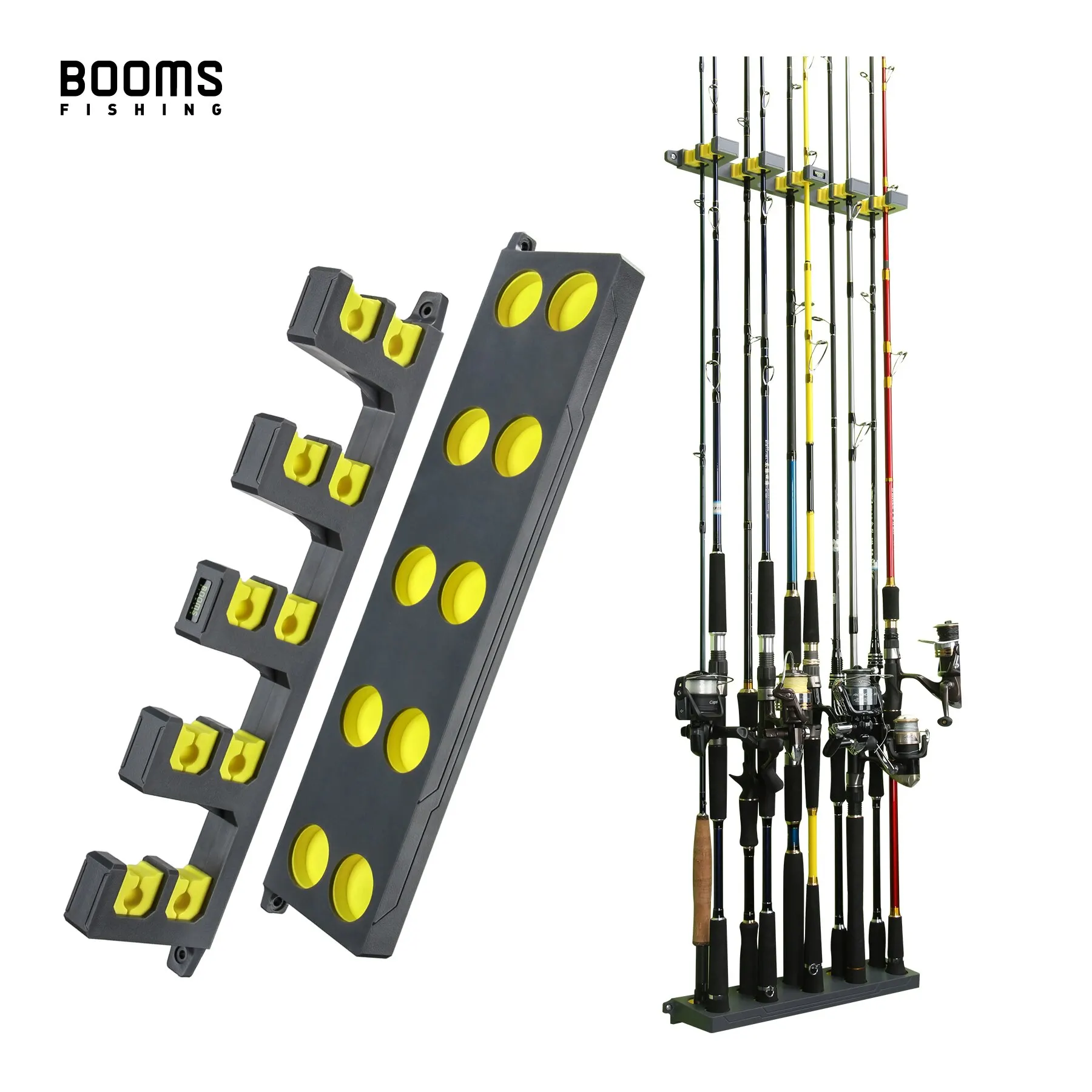 Booms 낚시 WV4 로드 거치대, 수직 및 수평 벽 보호 보관 폴 랙, 낚시 도구 액세서리, 최대 10 로드 1 Booms Fishing WV4 Rod Holder Up to 10 Rods Vertical and Horizontal on Wall Protect Storage