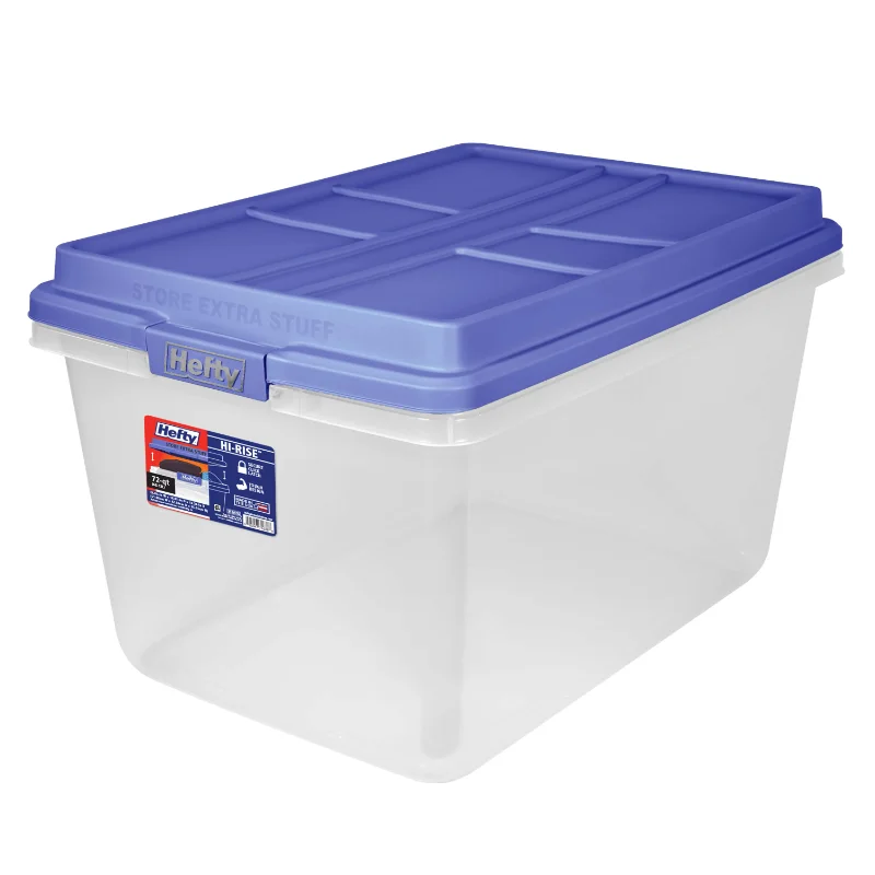 

Hefty 72 Qt. Clear Storage Bin with Blue HI-RISE Lid 6 Pack storage box organizer box storage containers