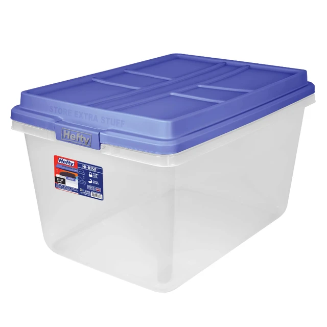 Hefty 72 Qt. Clear Storage Bin with Blue HI-RISE Lid 6 Pack storage box  organizer box storage containers - AliExpress