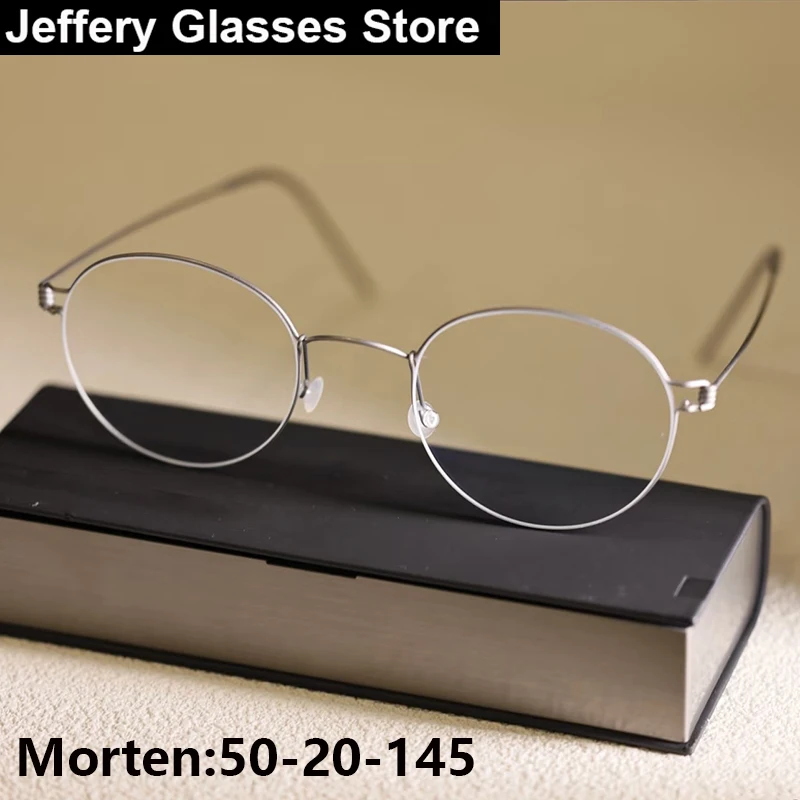Denmark Air Titanium Round Glasses Frame Men Women Ultralight Thin Rim Prescription Eyeglasses Gold Simple Eyewear