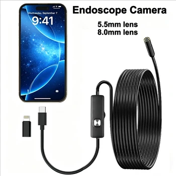 1920 HD Industrial Endoscope 5.5mm 8mm Type-C Borescope Camera Photo Video for Automotive Pipeline Repair Android iOS(2m 5m) 1
