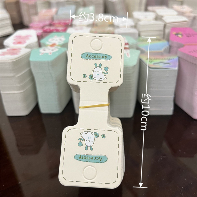 Kraft Paper Packing Tag Cards for Handmade Hair Jewelry Display Cute Bear Cat Face Stamp Paper Hairband Hanging Price Tag