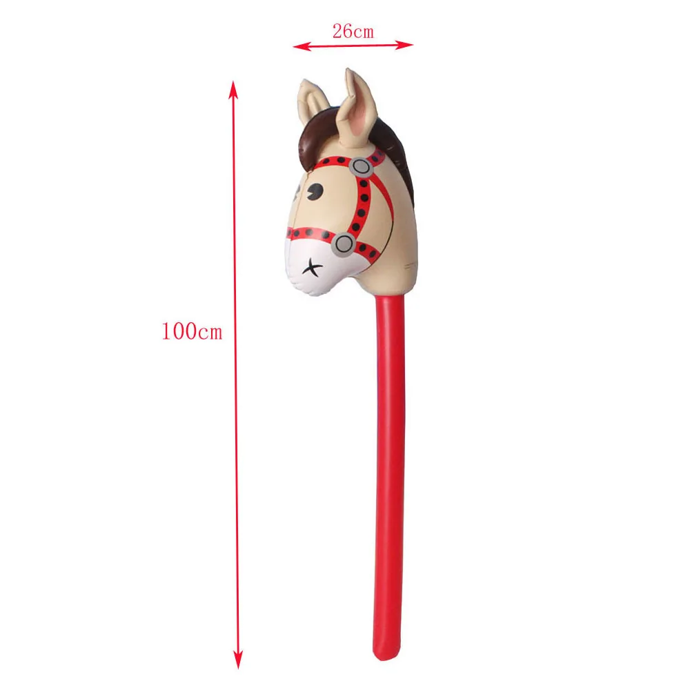 Cartoon Animal Inflatable Stick Balloon Toy - Pig, Bunny, Horse Jungle Set, Kids Birthday Gift