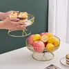 Modern Single Tier Metal Iron Wire Fruit Basket Stylish Sturdy Round Fruit-Bowl Large Capacity Fruit Tray Bread 4