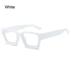 Chic Square Anti Blue Light Women's Optical Glasses - Trendy Transparent Eyewear (White)