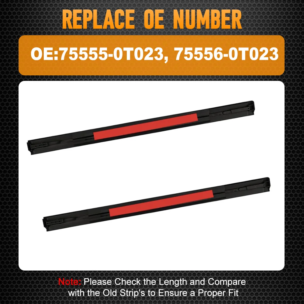 2PCS Rubber Car Roof Drip Finish Moulding Seal Strips for Toyota Venza 2009 2010 2011 2012 2013 2014 2015 75555-0T023