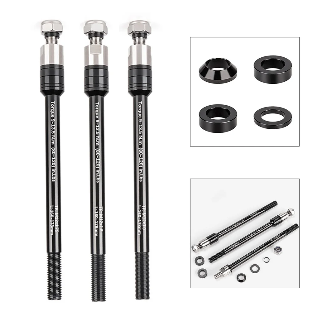 ソリッド車軸用アダプター M12x1 スルーアクスルアダプター - 3個 15mmから12mm クイックリリース 自転車スキュア 100mm マウンテンバイク用 アルミ合金バイク  サイクリング 自転車 フロントホイールハブアダプターツール