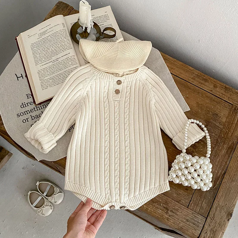

LILIGIRL Autumn O-neck Knit Bodysuit For Baby Girls From 0 To 3 Years Solid Long Sleeve One Pieces Winter Baby Girl Clothes