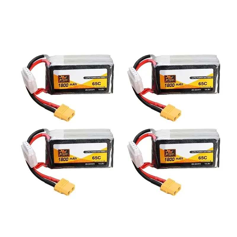 

4 шт., ZOP Power, 14,8 в, 1800 мАч, 65C, стандартная батарея Lipo, штепсельная вилка XT60 для гоночного дрона PFV