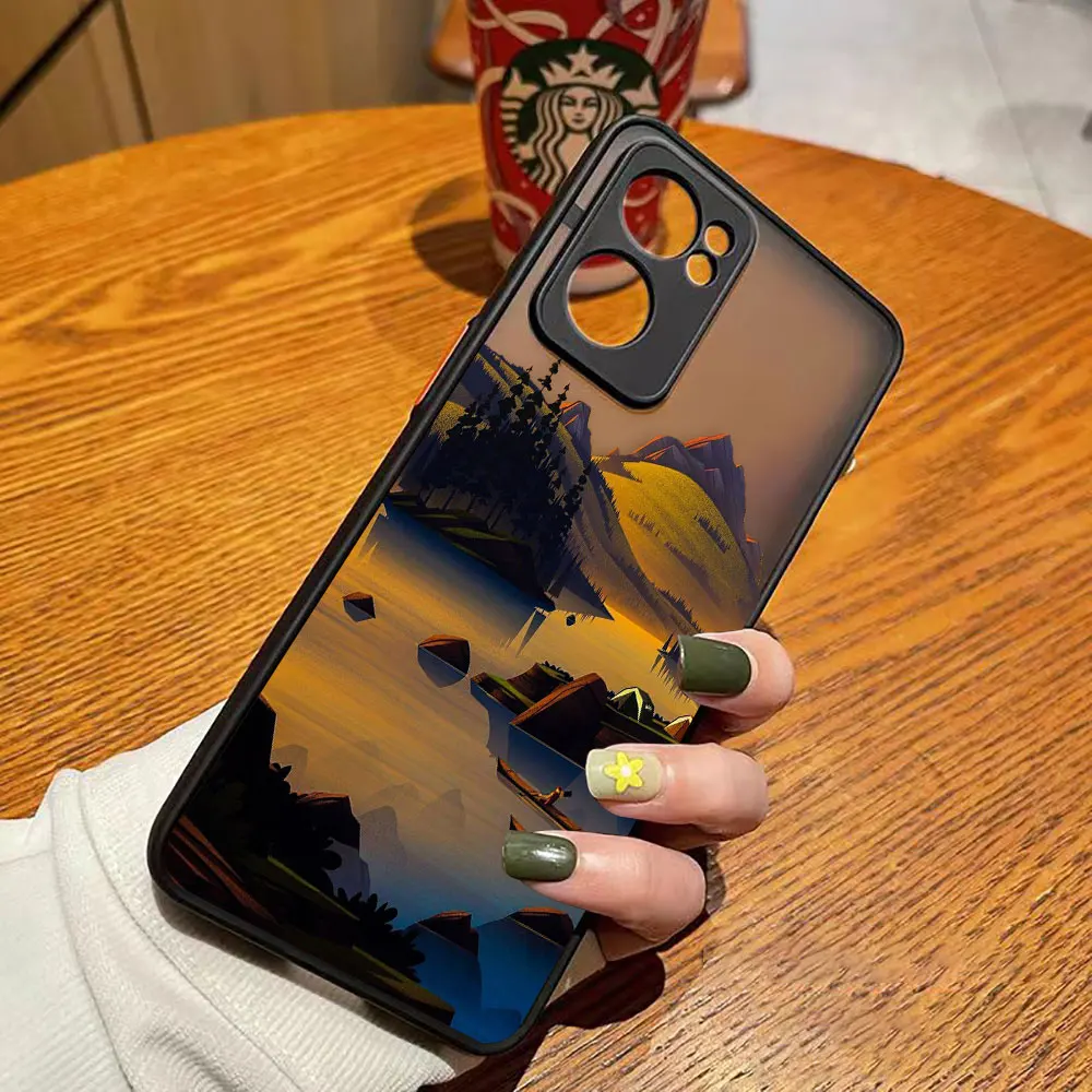 thumbnail image 1 of Matte Phone Case for OPPO RENO 8 8T 7Z 7 6Z 6 5 4 3 PRO PLUS 4G 5G Case Funda Coque Capa Shell Art hand-Painted Mountain Scenery, 1 of 5