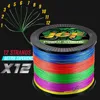 JOF 12 Strands Fishing Line 500M 100 300 1000M Braided PE Strong Wire Multifilament Durable Sea Saltwater Japan Wire 5