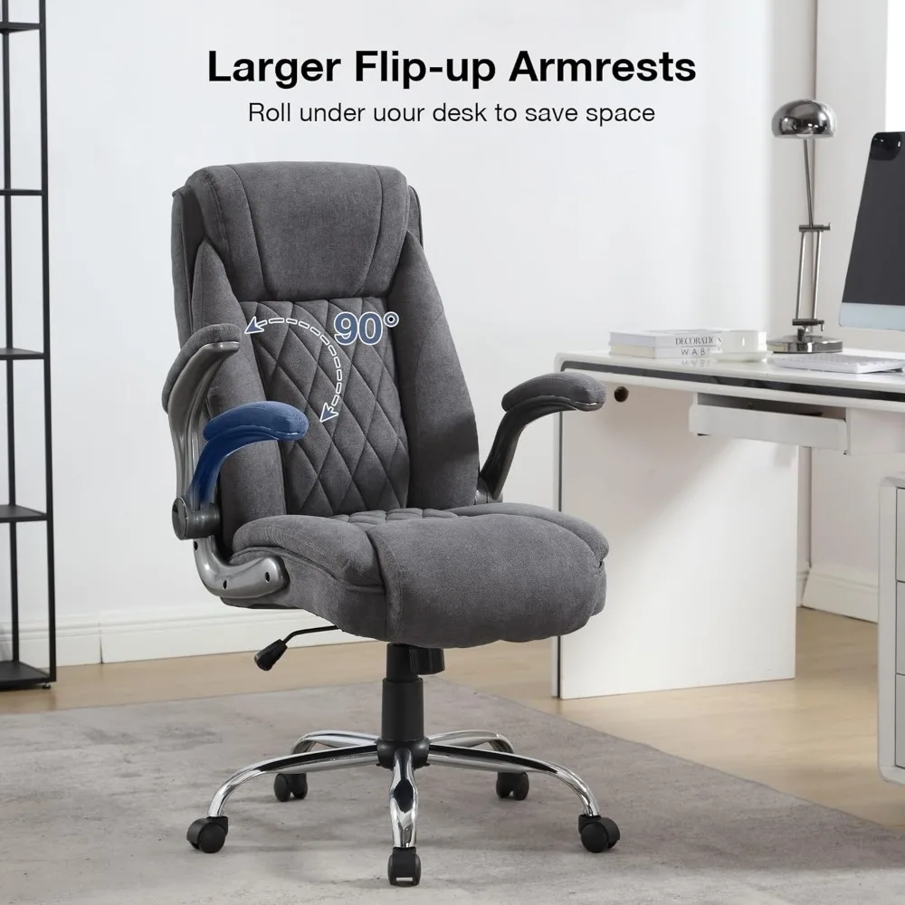Big and Tall Office Chair 400lbs High Back Executive Computer Desk Chair with Flip Up Armrest, Breathable Fabric Adjustable Heig 4