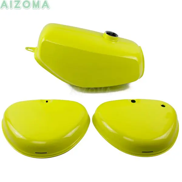 1 Set Yellow Custom Motorcycle Gas Oil Tank w/ 2pcs Steel Side