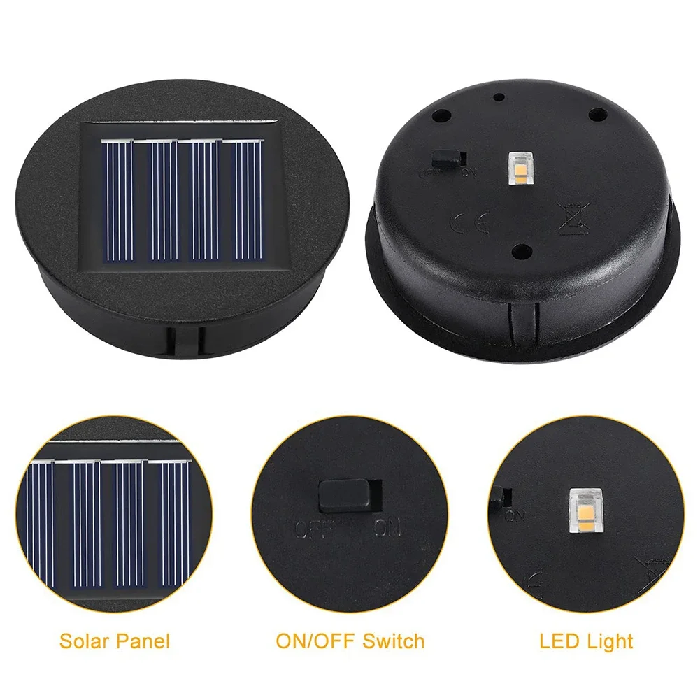 LED 태양광 교체 상단 태양광 패널, 스위치 포함, 야외 걸이식 랜턴 부품, 방수 정원 조명 액세서리