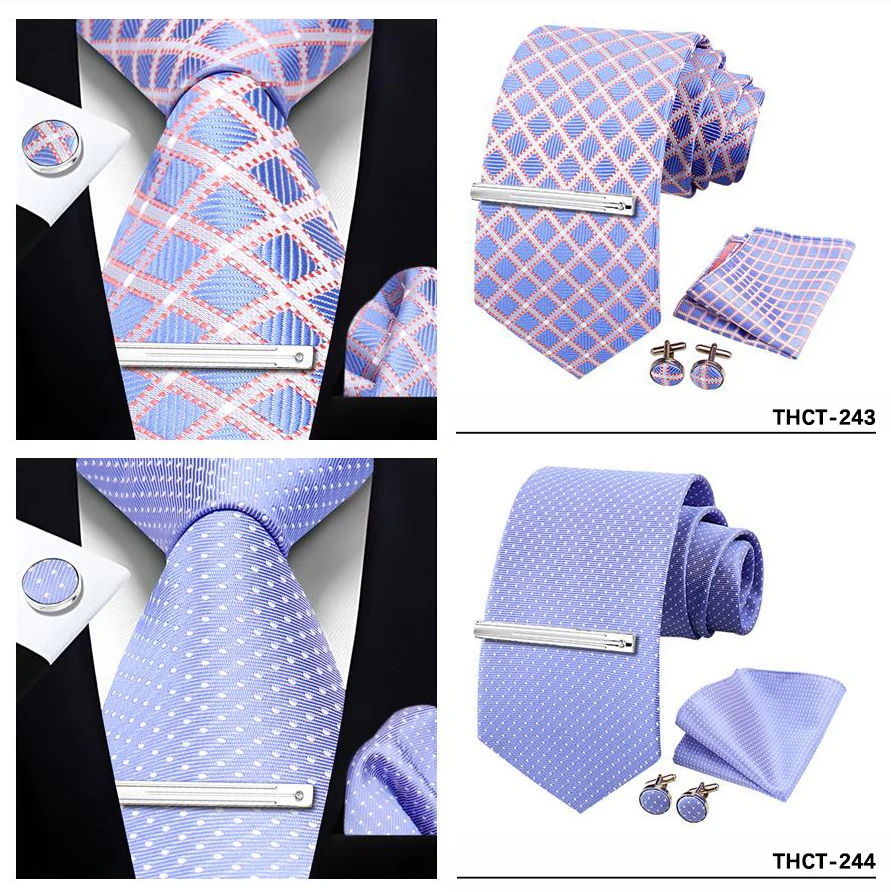 Top Qualität Elegante Krawatten Set Hanky Manschettenknopf Krawatte Clips Business Krawatte Für Männer Hochzeit Formale Gravata Anzug Zubehör Herren Geschenk – Detail 31