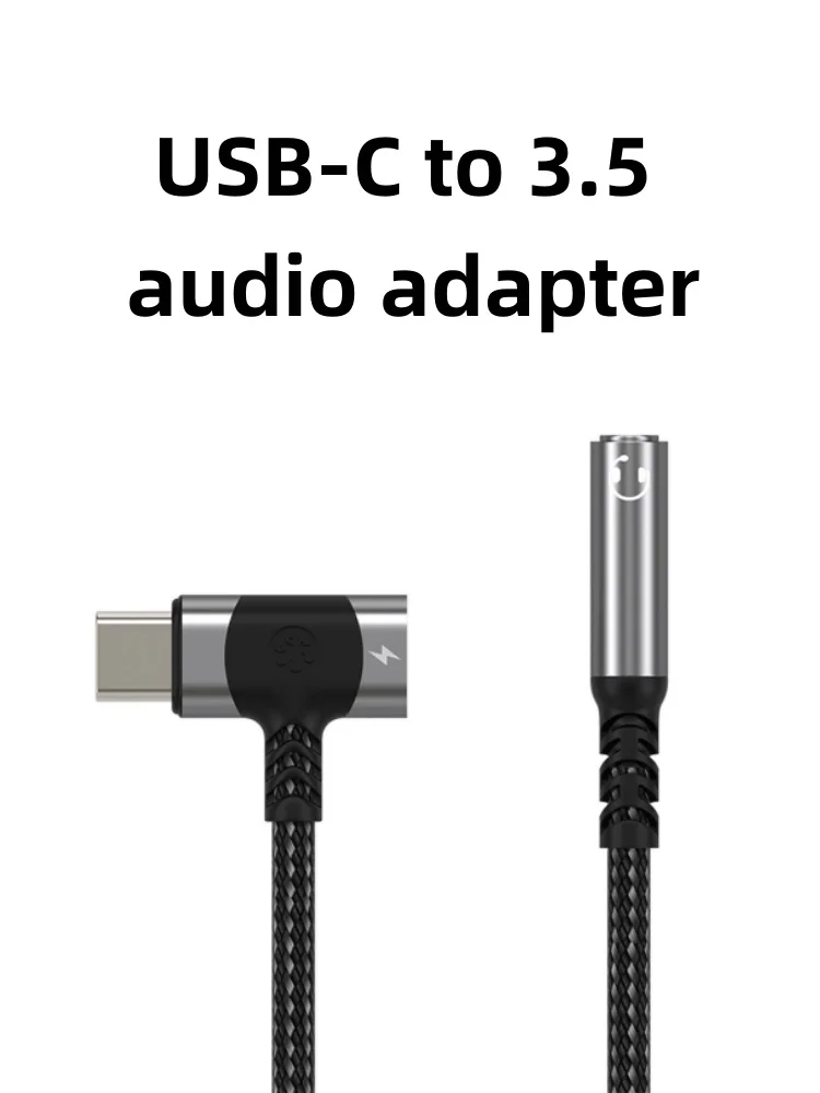 USB C to 3.5mm earphones and charger adapter 2-in-1 C-type to Aux microphone jack, with PD 100W fast charging encryption dongle.