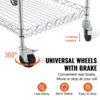 3-Tier Utility Cart Rolling Cart on Wheels 30"x18"x32.4" 661 lbs 6 Hooks 5