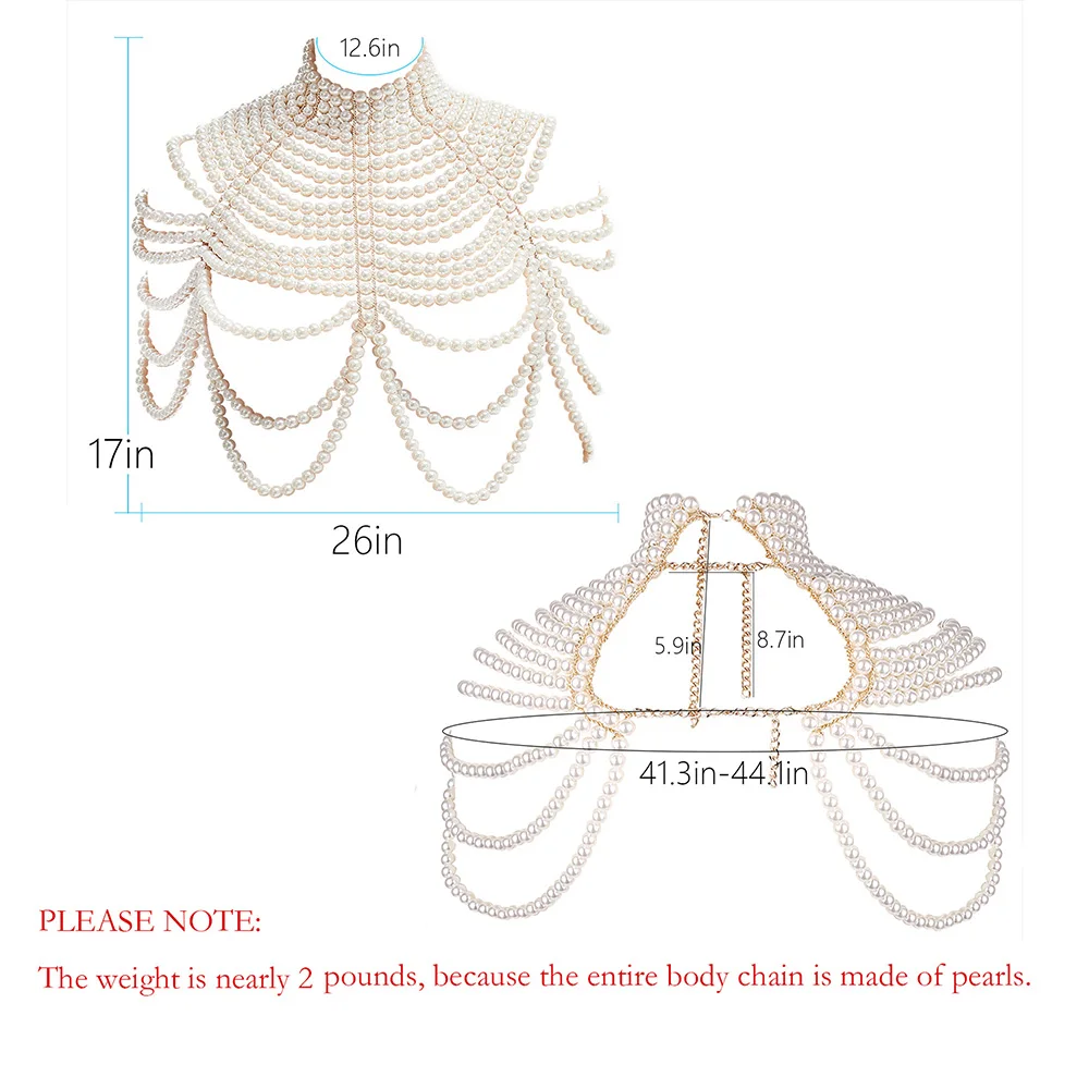 Body Jewelry Sexy Women's Pearl Body Chain Bra Adjustable Size Shawl Necklaces Collar Shoulder Fashion Tops Chain Necklaces Body Jewelry