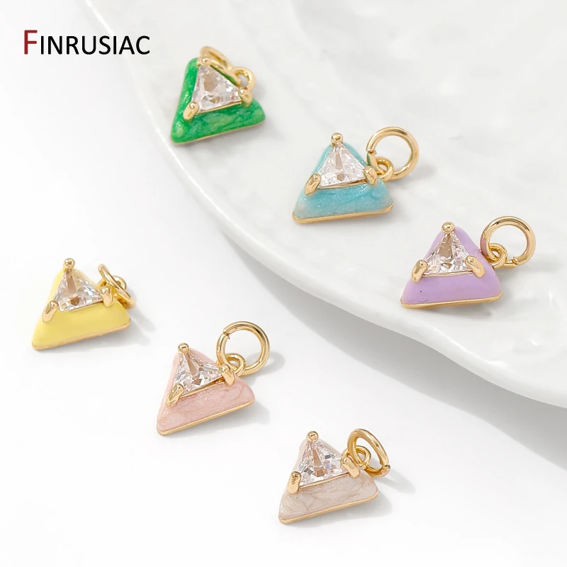 14K vergoldeter Messing-Dreieck-Charm-Anhänger für die Herstellung von Halsketten und Armbändern, Charms zur Schmuckherstellung, DIY-Zubehör