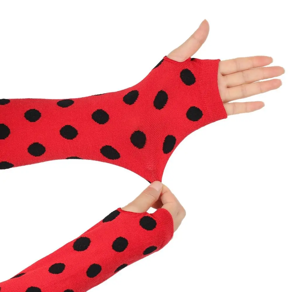 Polka Dot Oberschenkelhohe Strümpfe Marienkäfer 80er 90er Kinder Kniestrümpfe Arm Beinwärmer Rot Schwarz Dot Handschuhe – Detail 11