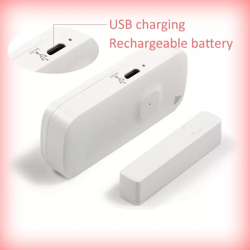Tuya Door sensor with battery recharge port wireless Magnetic window detector Magnet switch open alarm smart life AlexaGoogle door window sensor