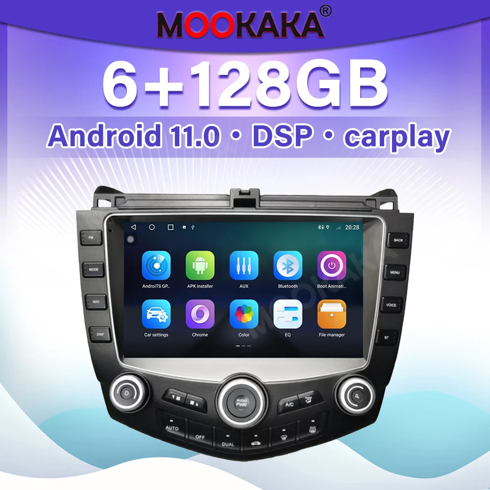 

6+128GB Android 11 Carplay For Honda Accord 7 2004 - 2006 Car Stereo Radio Multimedia Player GPS Navigation Autoradio Head Unit