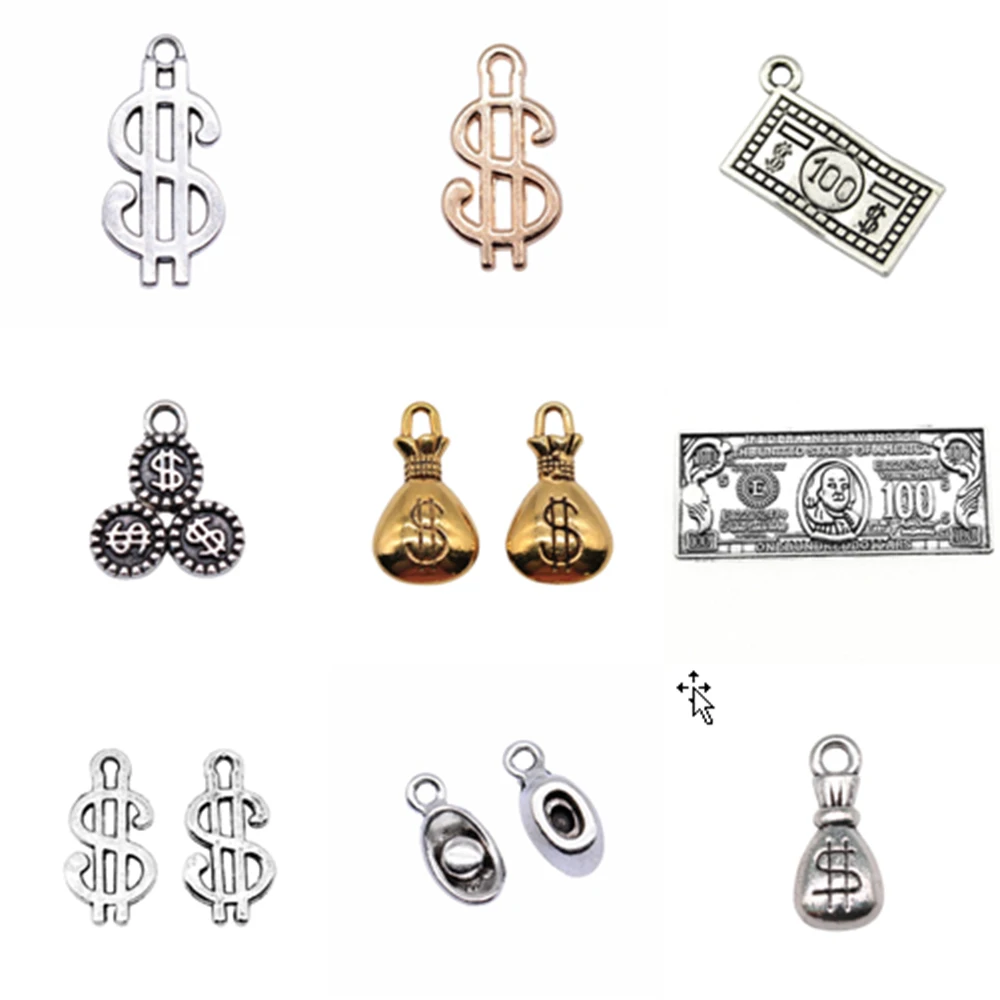 Us Dollar Sign Charms Jewelry DIY Pendant Charms For Bracelet Making