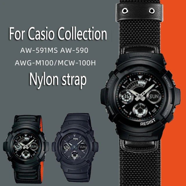 Armband für Casio Sport Nylon Leder Armband G-SHOCK AW-591MS AW-590  AWG-M100/101g-300 GW-5000 5610Serie Canvas Armband - AliExpress