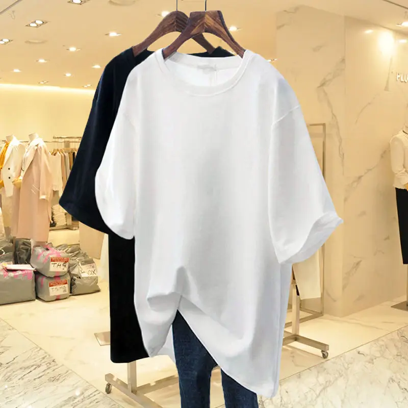 Women's Off Shoulder Cotton Tops - Oversized Short Sleeve Tees For Summer