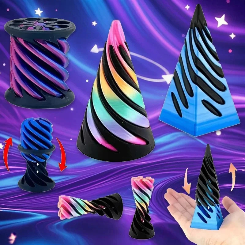 Kids 3D Imprimé cône en spirale jouet agité impossible la pyramide Pyramide Sculpture Antistress soulageant le jeu Adultes Toys