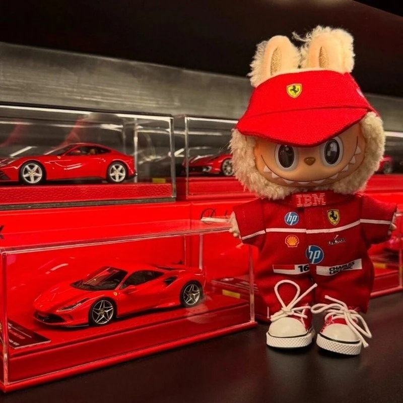 For 17cm Labubu Clothing Set Red Racing Suit Designer High-end V1 V2 V3 Labubu Clothes Outfit Doll Accessories Shoes DIY Toys 2