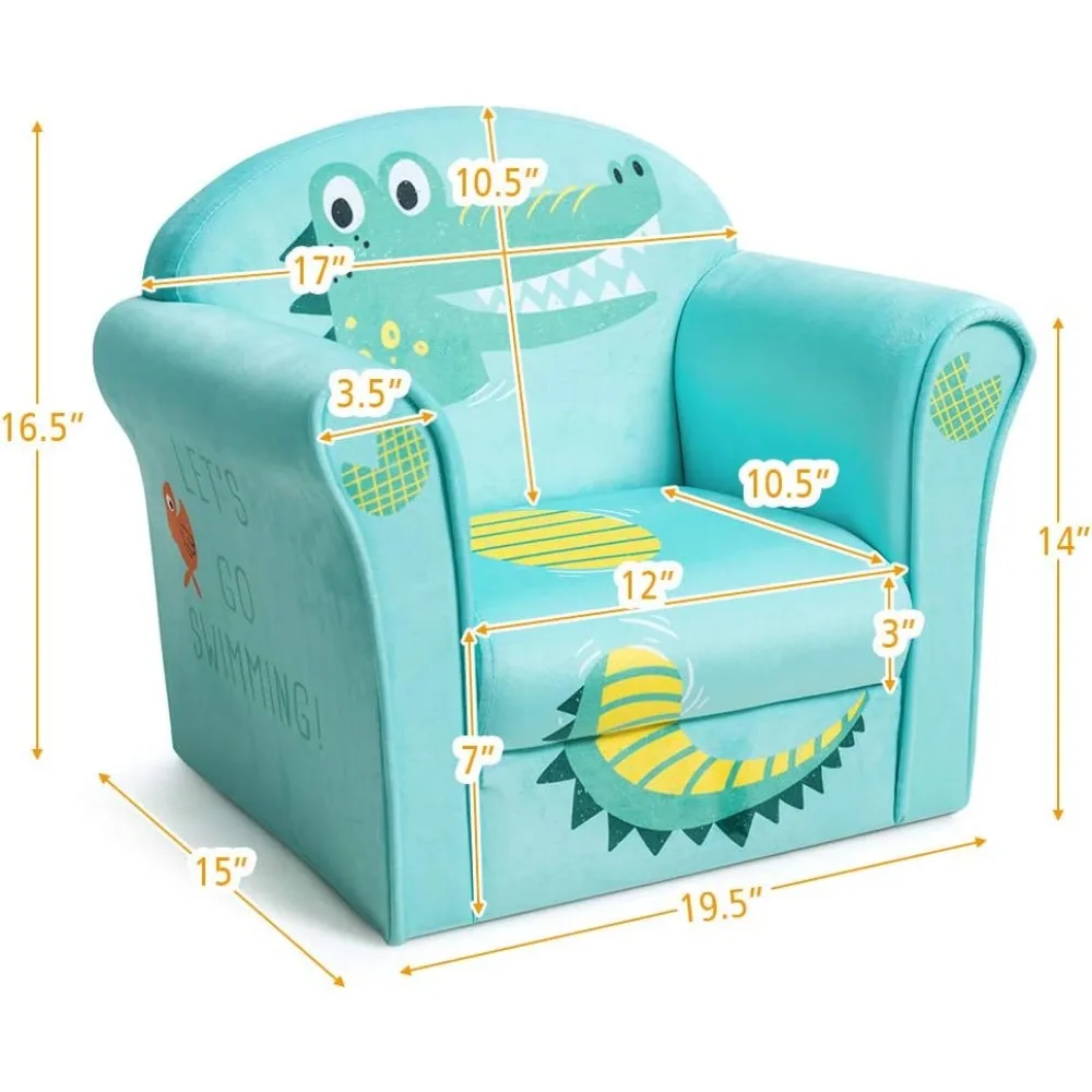 Children's Sofa Armrest Chair with Pattern, Toddler Furniture w/Sturdy Wood Construction, Preschool 3