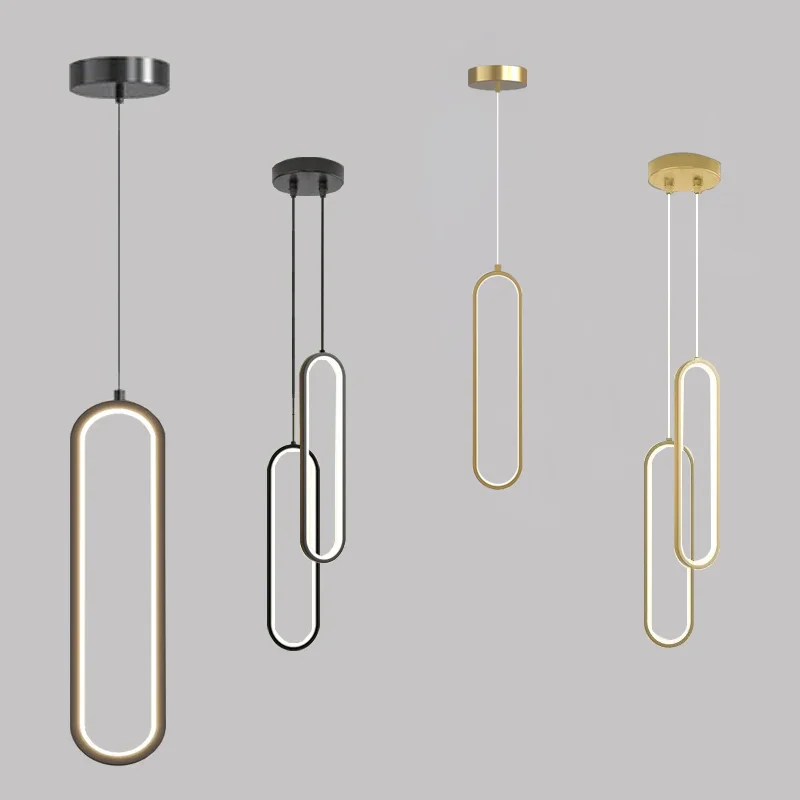 Modern Minimalist LED Pendant Light Chandelier For Bedroom Restaurant Living Room Gold Black Hanging Lamps Decoration Led Lustre 4