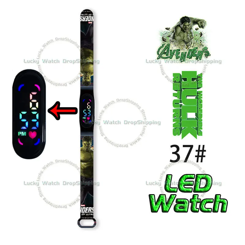 Disney Hulk Watch for Kids' Gifts Marvel Anime Figures Printing Silicone for Boys Girls Men Women's Watch Children Toys