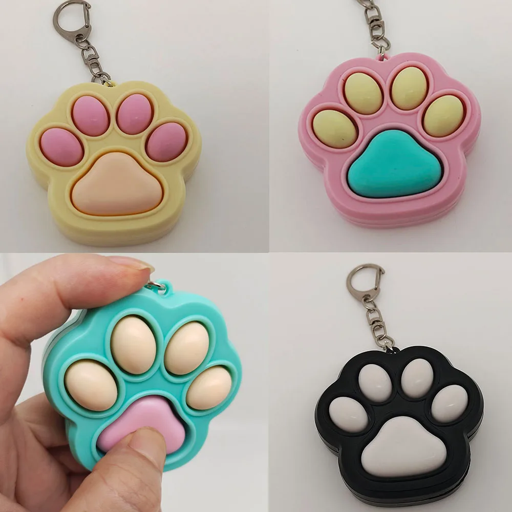 Cartoon Kawaii Katzenpfoten-Knopf Dekompressions-Spielzeug Schlüsselanhänger Anhänger Niedlicher Paar-Auto-Taschenanhänger Kreativer Schlüsselring – Detail 1