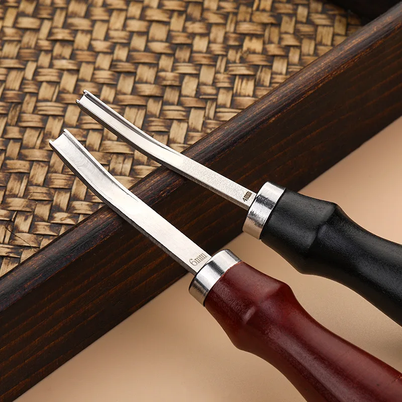 Leather Edge Beveler Sandalwood Handle Edge Skiving/Polishing Tool Leathercraft DIY Tools 4/6/8/10mm